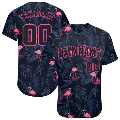 Custom 3D Pattern Design Hawaii Flamingo Authentic Baseball Jersey