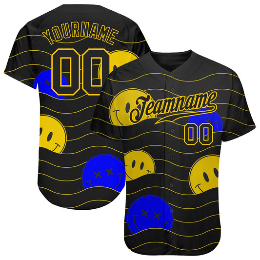 Custom 3D Pattern Design Smile Emoji Authentic Baseball Jersey