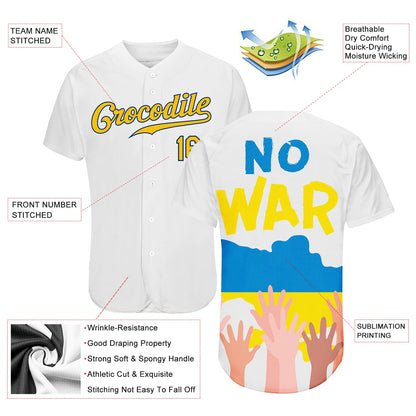 Custom 3D Pattern Design No War In Ukraine Authentic Baseball Jersey