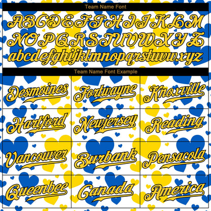 Custom 3D Pattern Design Hearts Painted In The Colors Of The Ukrainian Flag Authentic Baseball Jersey