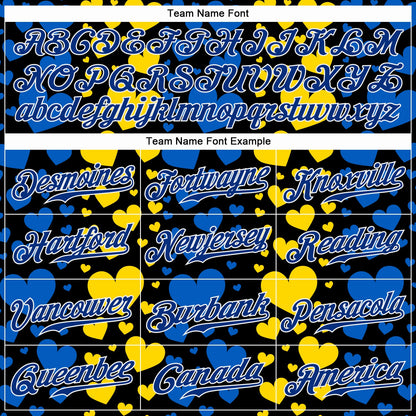 Custom 3D Pattern Design Hearts Painted In The Colors Of The Ukrainian Flag Authentic Baseball Jersey