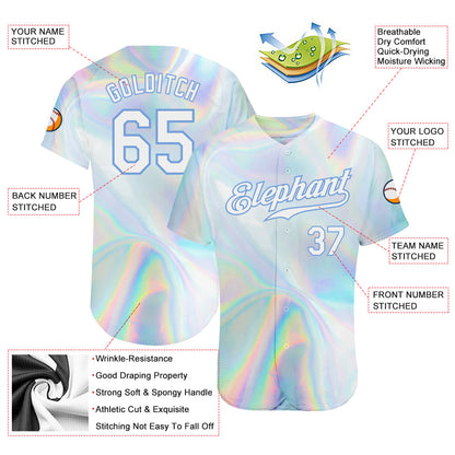 Custom 3D Pattern Design Abstract Trendy Holographic Vaporwave Style Authentic Baseball Jersey