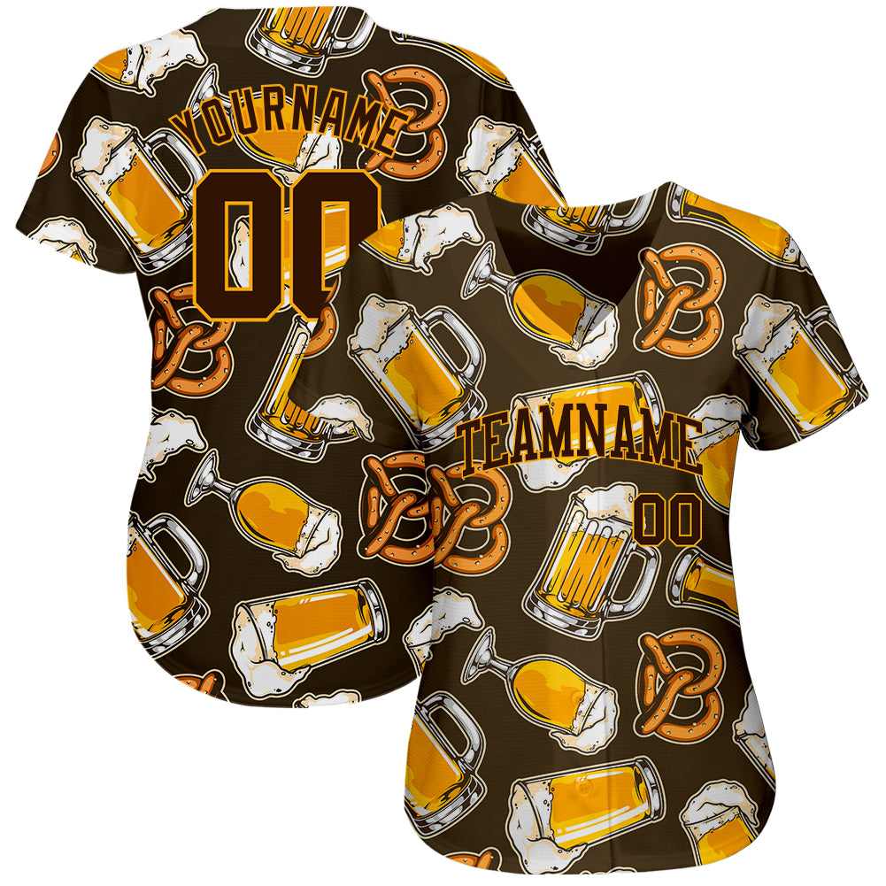 Custom 3D Pattern Design Beer Authentic Baseball Jersey