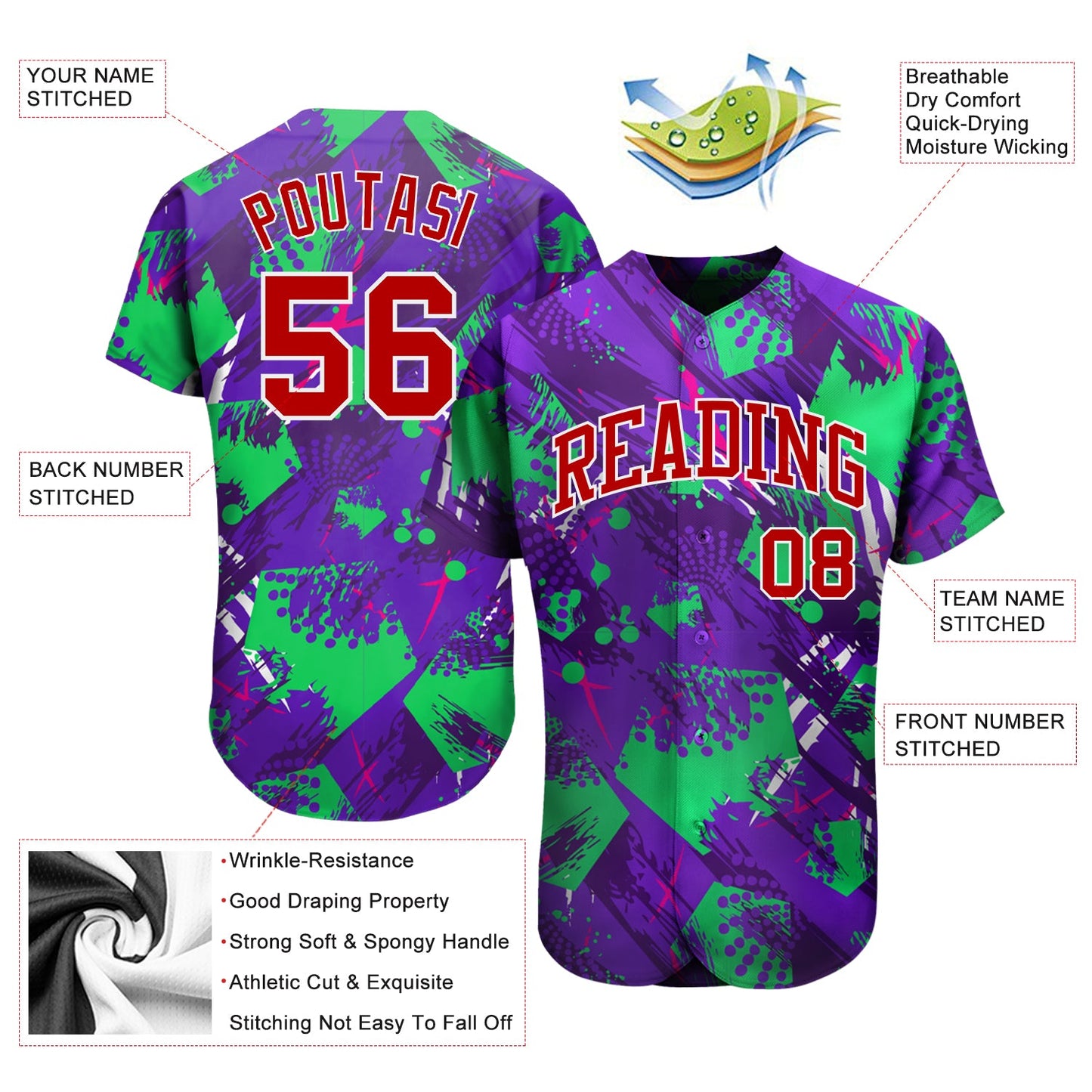 Custom 3D Pattern Design Music Festival Authentic Baseball Jersey