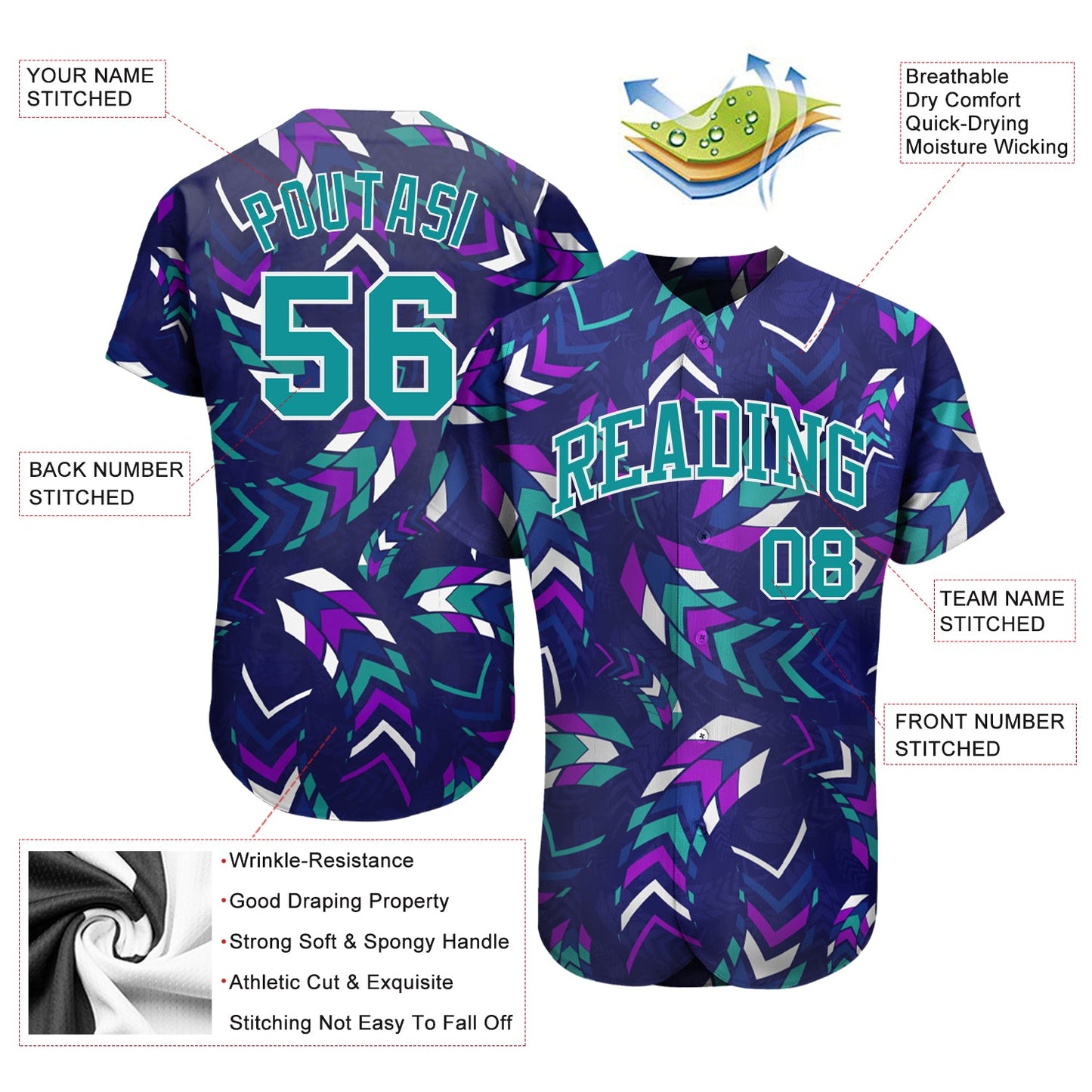 Custom 3D Pattern Design Music Festival Authentic Baseball Jersey