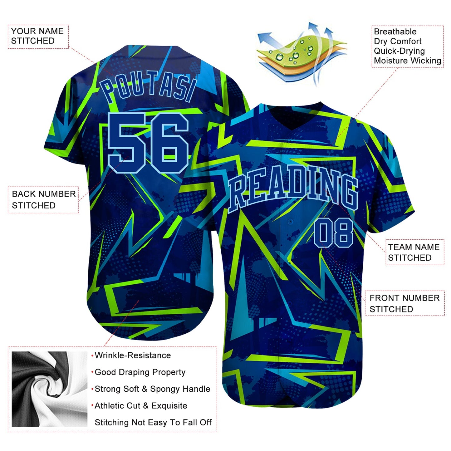 Custom 3D Pattern Design Music Festival Authentic Baseball Jersey