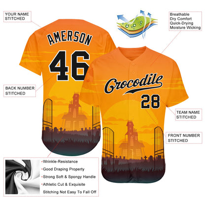 Custom 3D Pattern Halloween Horror Night Authentic Baseball Jersey