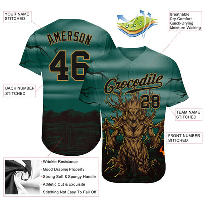 Custom 3D Pattern Halloween Trick Treat Horror Night Authentic Baseball Jersey