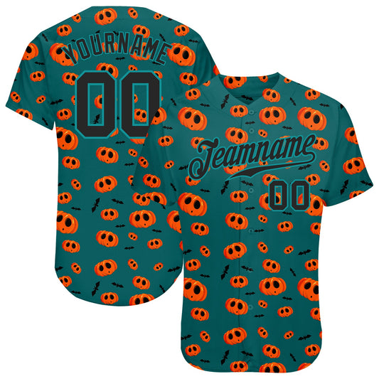 Custom 3D Pattern Halloween Pumpkins Authentic Baseball Jersey