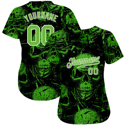 Custom 3D Pattern Halloween Skulls Authentic Baseball Jersey