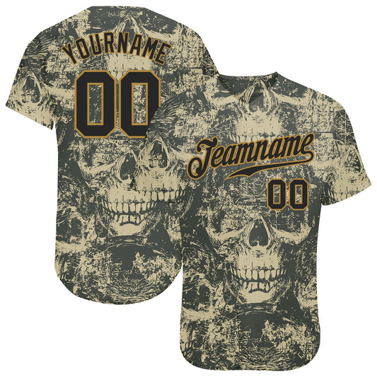 Custom 3D Pattern Halloween Skulls Authentic Baseball Jersey