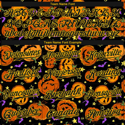 Custom 3D Pattern Halloween Pumpkins Bats Stars Authentic Baseball Jersey