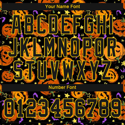 Custom 3D Pattern Halloween Pumpkins Bats Stars Authentic Baseball Jersey