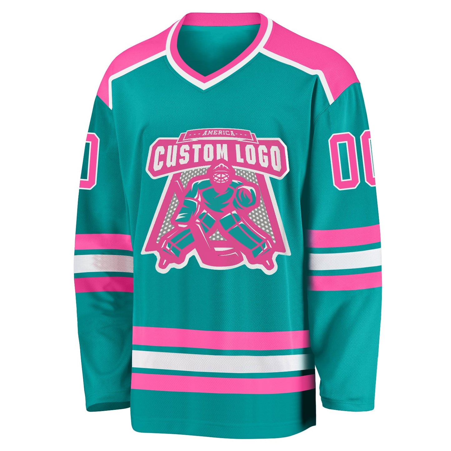 Custom Aqua Pink-White Hockey Jersey