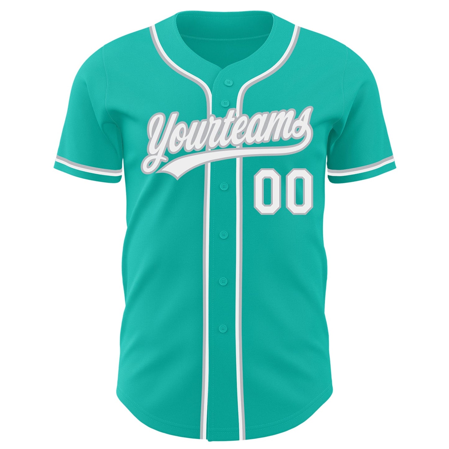 Custom Aqua White-Gray Authentic Baseball Jersey