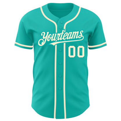 Custom Aqua Cream Authentic Baseball Jersey