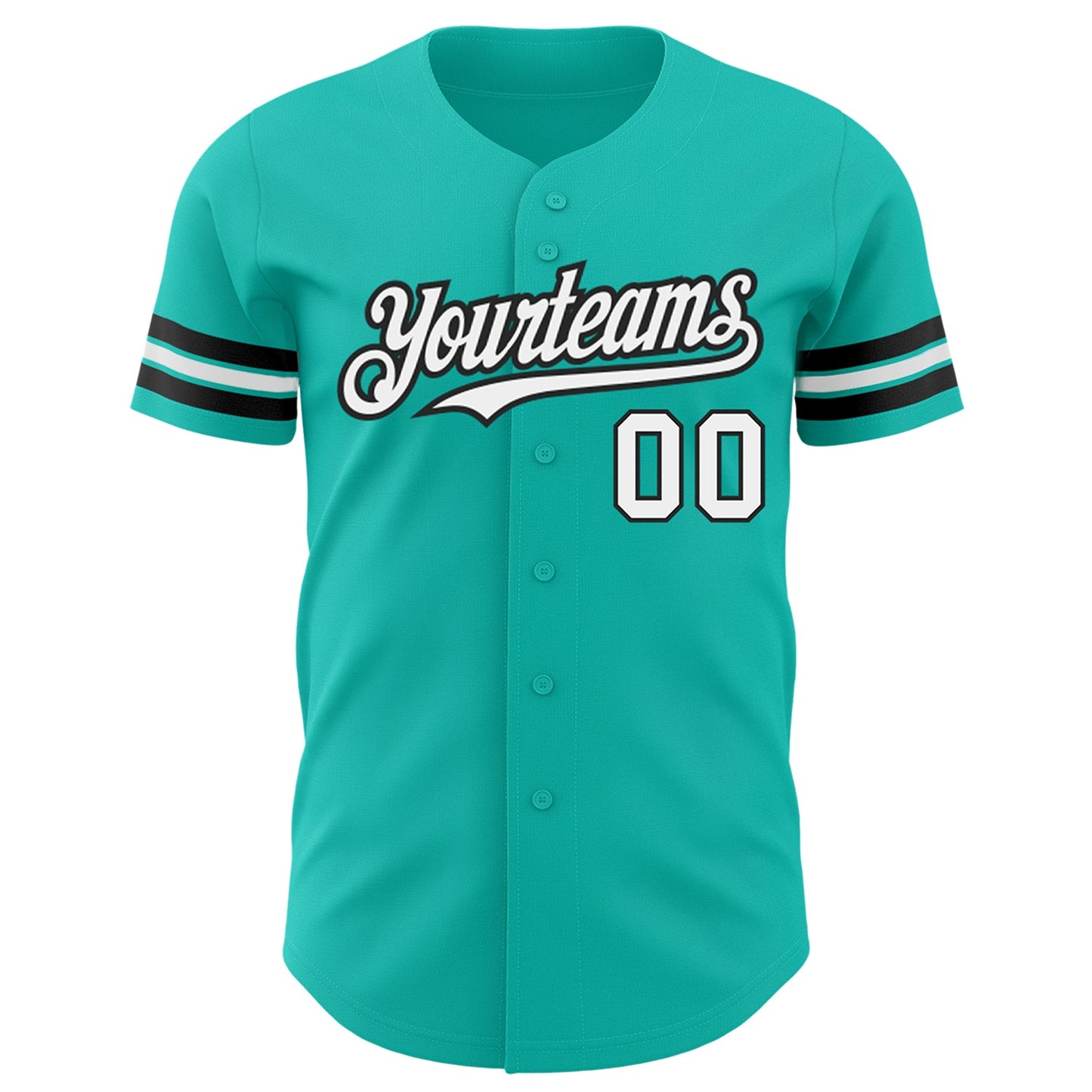 Custom Aqua White-Black Authentic Baseball Jersey