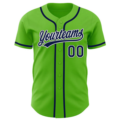 Custom Aurora Green Navy-White Authentic Baseball Jersey