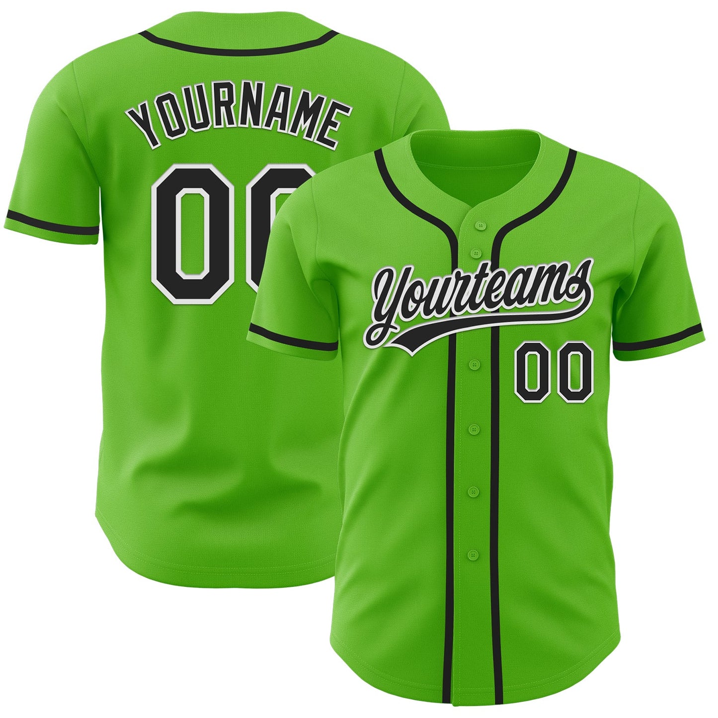 Custom Aurora Green Black-White Authentic Baseball Jersey