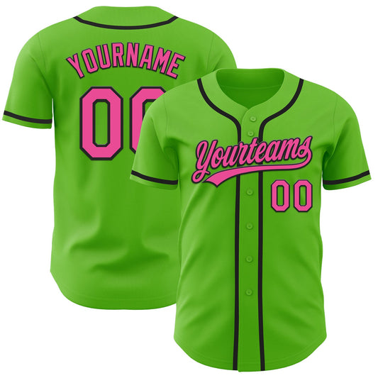 Custom Aurora Green Pink-Black Authentic Baseball Jersey