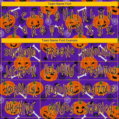 Custom 3D Pattern Halloween Pumpkins Long Sleeve Performance T-Shirt