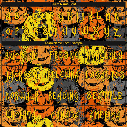 Custom 3D Pattern Halloween Pumpkins Long Sleeve Performance T-Shirt