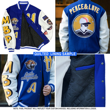 Custom Aqua Gray-Navy Bomber Full-Snap Varsity Letterman Gradient Fashion Jacket