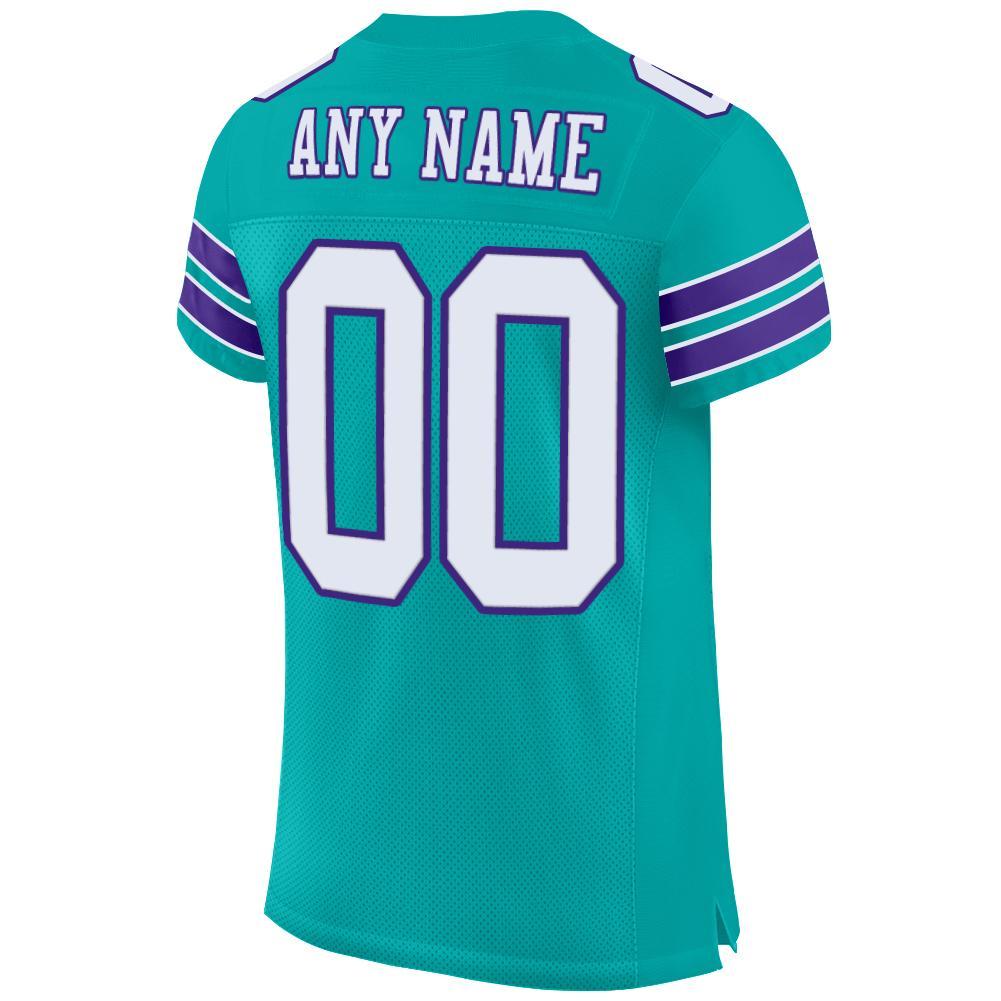 Custom Aqua White-Purple Mesh Authentic Football Jersey