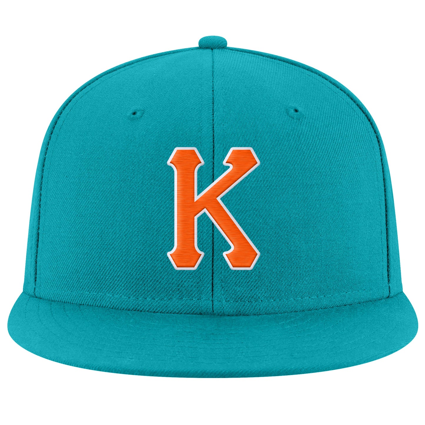 Custom Aqua Orange-White Stitched Adjustable Snapback Hat