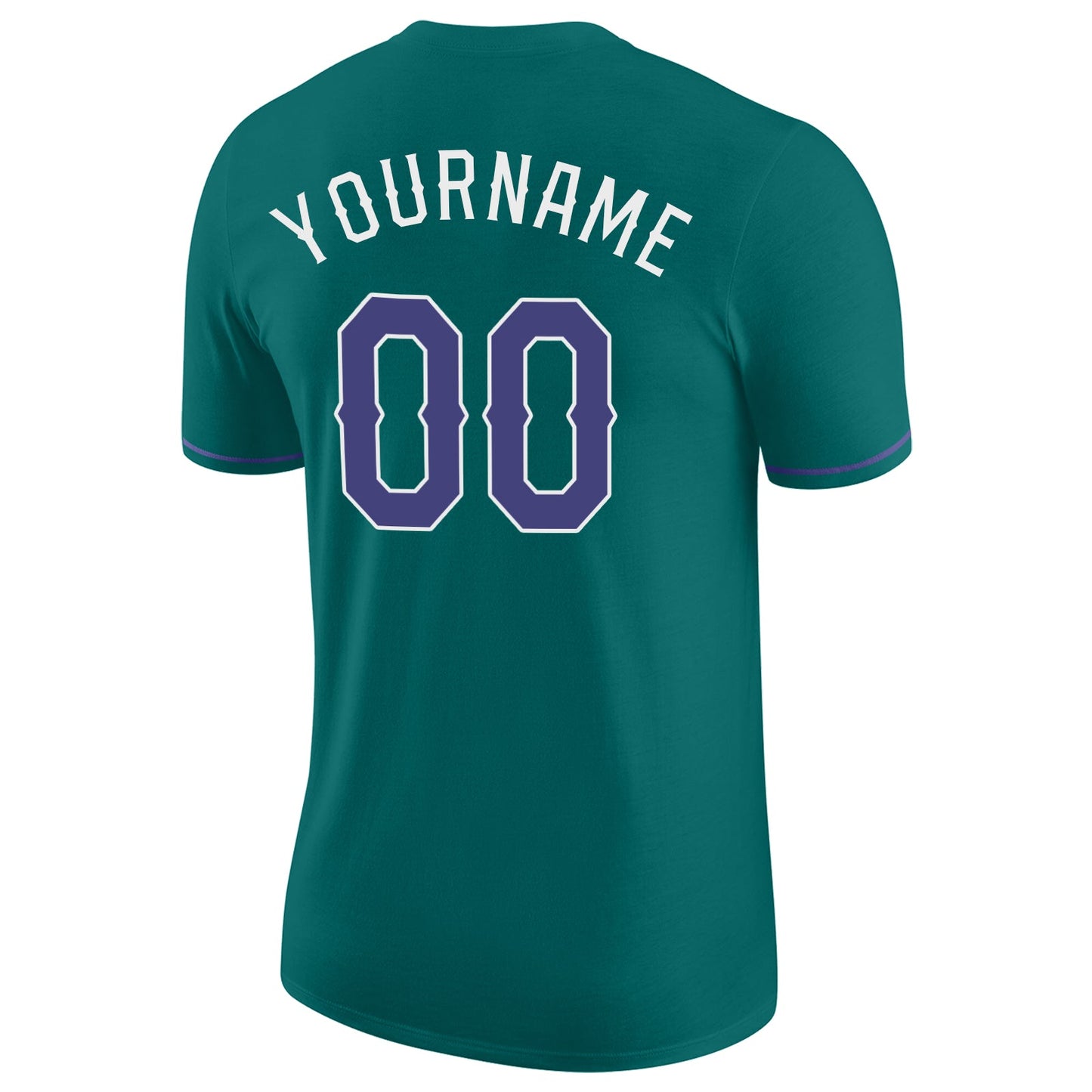 Custom Aqua Purple-White Performance T-Shirt