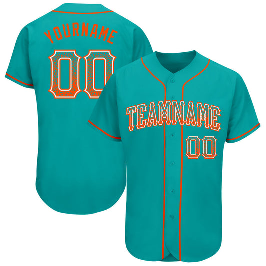 Custom Aqua Orange-White Authentic Drift Fashion Baseball Jersey