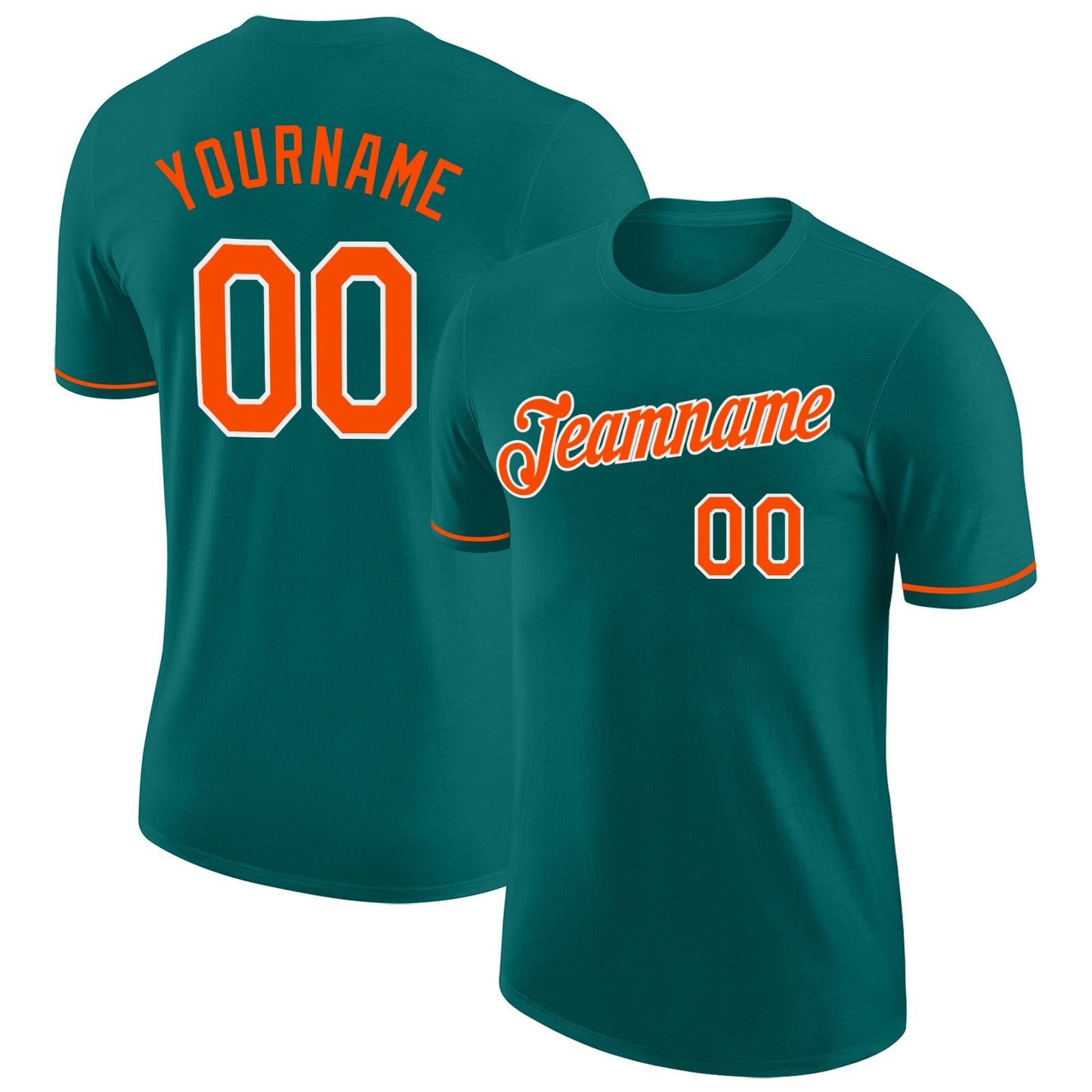 Custom Aqua Orange-White Performance T-Shirt